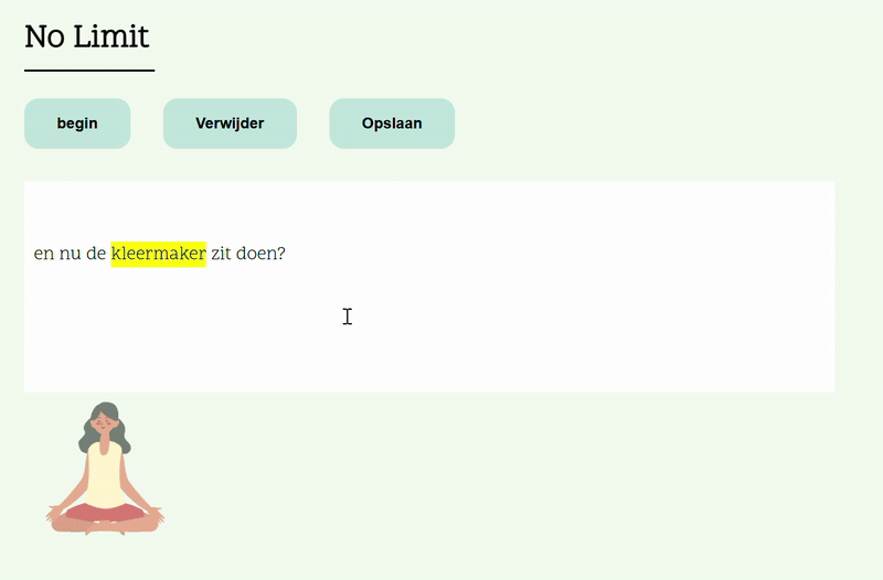Er wordt op de Verwijder-knop gedrukt en het tekstvak is geleegd.